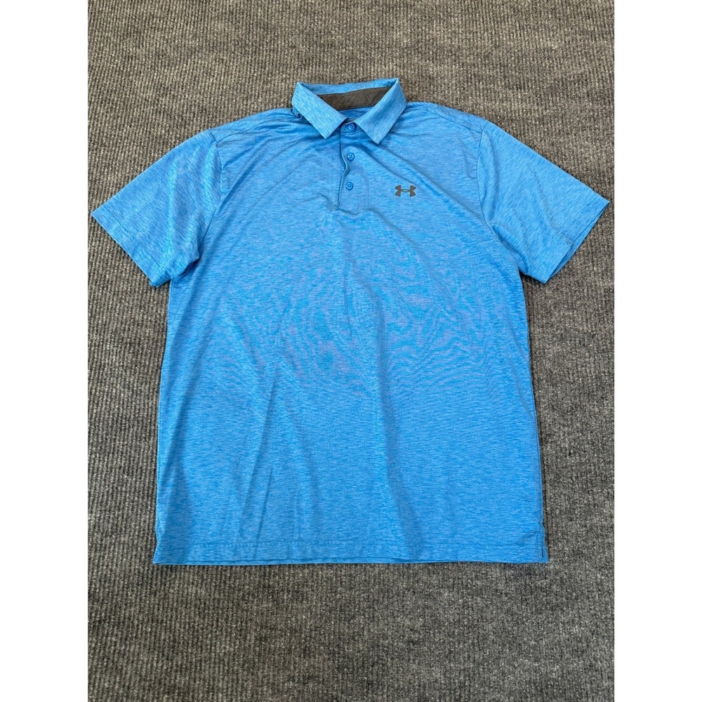 Under Armour‎ HeatGear Polo XL Blue Heather Performance Polyester